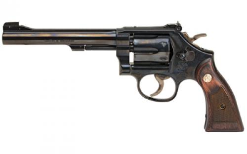Smith & Wesson Model 17, Classic, Double Action, Metal Frame Revolver, K-Frame, 22LR, 6 Barrel, Carbon Steel, Blue Finish, Wood Grips, Adjustable Sights, 6 Rounds 150477