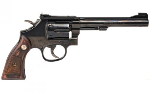 Smith & Wesson Model 17, Classic, Double Action, Metal Frame Revolver, K-Frame, 22LR, 6" Barrel, Carbon Steel, Blue Finish, Wood Grips, Adjustable Sights, 6 Rounds 150477