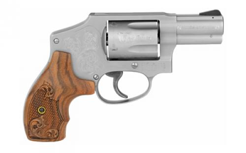 Smith & Wesson Model 640, Engraved, Double Action Only, Metal Frame Revolver, J-Frame, 357 Magnum, 2.125" Barrel, Stainless Steel, Matte Silver Finish, Wood Grips, Fixed Sights, 5 Rounds 150784