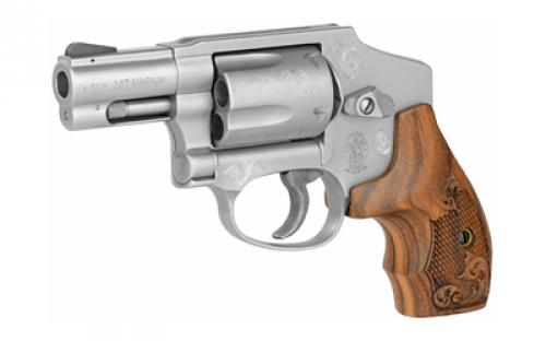 Smith & Wesson Model 640, Engraved, Double Action Only, Metal Frame Revolver, J-Frame, 357 Magnum, 2.125" Barrel, Stainless Steel, Matte Silver Finish, Wood Grips, Fixed Sights, 5 Rounds 150784