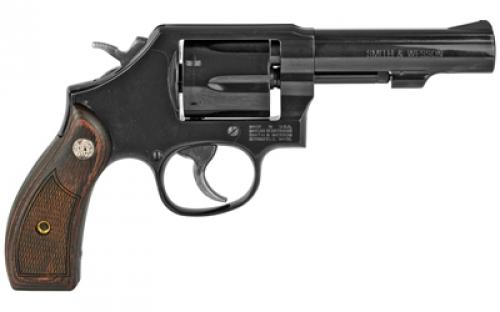 Smith & Wesson Model 10, Classic, Double Action, Metal Frame Revolver, K-Frame, 38 Special +P, 4" Barrel, Carbon Steel, Blued Finish, Wood Grips, Fixed Sights, 6 Rounds 150786