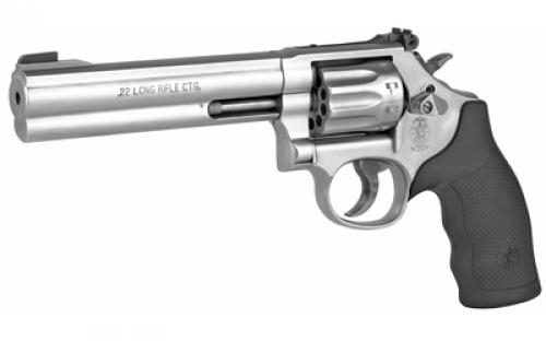 Smith & Wesson Model 617, Double Action, Metal Frame Revolver, K-Frame, 22LR, 6" Barrel, Stainless Steel, Satin Finish, Silver, Rubber Grips, Adjustable Sights, 10 Rounds, Target Trigger 160578
