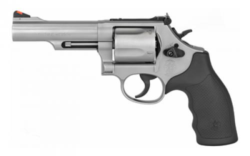 Smith & Wesson Model 69, Double Action, Metal Frame Revolver, L-Frame, 44 Magnum, 4.25 Barrel, Stainless Steel, Matte Finish, Silver, Adjustable Rear Sight, Rubber Grips, 5 Rounds 162069