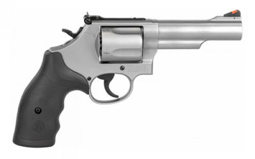Smith & Wesson Model 69, Double Action, Metal Frame Revolver, L-Frame, 44 Magnum, 4.25" Barrel, Stainless Steel, Matte Finish, Silver, Adjustable Rear Sight, Rubber Grips, 5 Rounds 162069