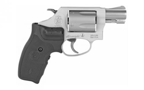 Smith & Wesson Model 637, Double/Single Action, Metal Frame Revolver, J-Frame, 38 Special +P, 1.88" Barrel, Alloy, Matte Finish, Silver, Rubber Crimson Trace Laser Grips, Fixed Sights, 5 Rounds 163052