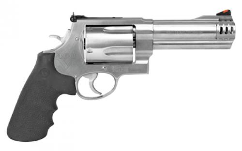 Smith & Wesson Model 460XVR Revolver, Double Action, Metal Frame Revolver, X-Frame, 460SW, 5" Barrel, Stainless Steel, Satin Finish, Silver, Rubber Grips, Adjustable Rear Sight, 5 Rounds 163465