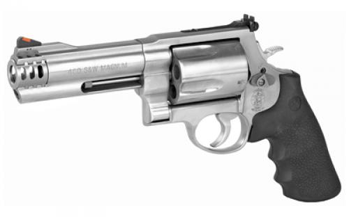 Smith & Wesson Model 460XVR Revolver, Double Action, Metal Frame Revolver, X-Frame, 460SW, 5" Barrel, Stainless Steel, Satin Finish, Silver, Rubber Grips, Adjustable Rear Sight, 5 Rounds 163465