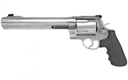 Smith & Wesson Model 500, Double/Single Action, Metal Frame Revolver, X-Frame, 500 S&W, 8.38 Barrel, Stainless Steel, Satin Finish, Silver, Rubber Grips, Adjustable Rear Sight, 5 Rounds 163500