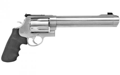 Smith & Wesson Model 500, Double/Single Action, Metal Frame Revolver, X-Frame, 500 S&W, 8.38" Barrel, Stainless Steel, Satin Finish, Silver, Rubber Grips, Adjustable Rear Sight, 5 Rounds 163500