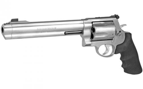 Smith & Wesson Model 500, Double/Single Action, Metal Frame Revolver, X-Frame, 500 S&W, 8.38" Barrel, Stainless Steel, Satin Finish, Silver, Rubber Grips, Adjustable Rear Sight, 5 Rounds 163500