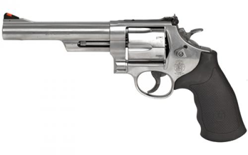 Smith & Wesson Model 629, Double Action, Metal Frame Revolver, N-Frame, 44 Magnum, 6 Barrel, Stainless Steel, Satin Finish, Silver, Rubber Grips, Adjustable Rear Sight, 6 Rounds 163606