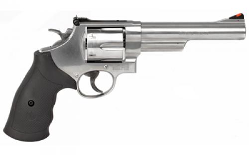 Smith & Wesson Model 629, Double Action, Metal Frame Revolver, N-Frame, 44 Magnum, 6" Barrel, Stainless Steel, Satin Finish, Silver, Rubber Grips, Adjustable Rear Sight, 6 Rounds 163606