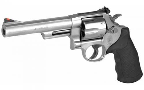 Smith & Wesson Model 629, Double Action, Metal Frame Revolver, N-Frame, 44 Magnum, 6" Barrel, Stainless Steel, Satin Finish, Silver, Rubber Grips, Adjustable Rear Sight, 6 Rounds 163606