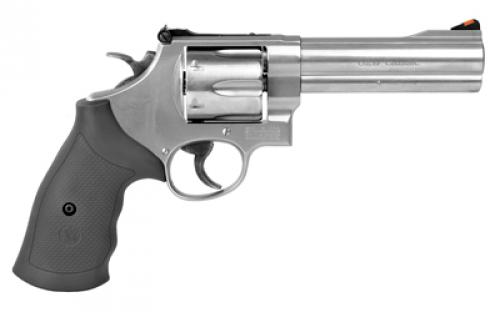 Smith & Wesson Model 629, Classic, Double/Single Action, Metal Frame Revolver, N-Frame, 44 Magnum, 5" Barrel, Stainless Steel, Satin Finish, Silver, Rubber Grips, Adjustable Rear Sight, 6 Rounds 163636