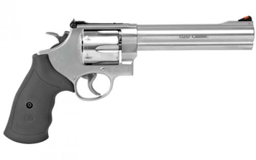 Smith & Wesson Model 629, Classic, Double/Single Action, Metal Frame Revolver, N-Frame, 44 Magnum, 6.5" Barrel, Stainless Steel, Satin Finish, Silver, Rubber Grips, Rear Adjustable Sight, 6 Rounds 163638