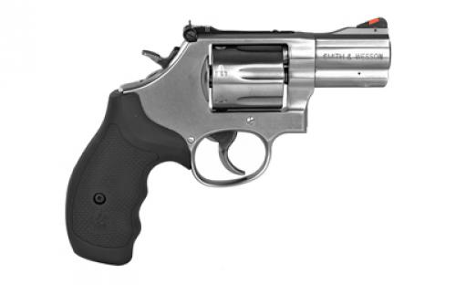 Smith & Wesson Model 686 Plus, Double/Single Action, Metal Frame Revolver, L-Frame, 357 Magnum, 2.5" Barrel, Stainless Steel, Satin Finish, Silver, Rubber Grips, Adjustable Rear Sight, 7 Rounds 164192