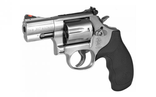 Smith & Wesson Model 686 Plus, Double/Single Action, Metal Frame Revolver, L-Frame, 357 Magnum, 2.5" Barrel, Stainless Steel, Satin Finish, Silver, Rubber Grips, Adjustable Rear Sight, 7 Rounds 164192