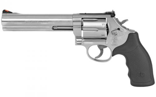 Smith & Wesson Model 686, Double/Single Action, Metal Frame Revolver, L-Frame, 357 Magnum, 6 Barrel, Stainless Steel, Satin Finish, Silver, Rubber Grips, Adjustable Rear Sight, 6 Rounds 164224