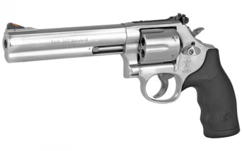 Smith & Wesson Model 686, Double/Single Action, Metal Frame Revolver, L-Frame, 357 Magnum, 6" Barrel, Stainless Steel, Satin Finish, Silver, Rubber Grips, Adjustable Rear Sight, 6 Rounds 164224