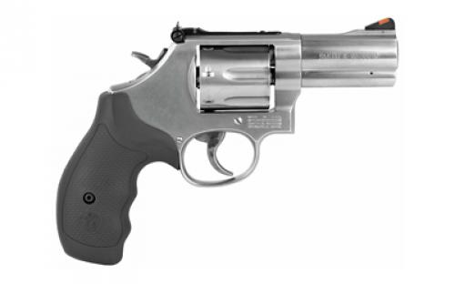 Smith & Wesson Model 686 Plus, Double/Single Action, Metal Frame Revolver, L-Frame, 357 Magnum, 3" Barrel, Stainless Steel, Satin Finish, Silver, Rubber Grips, Adjustable Rear Sight, 7 Rounds, BLEM (Front Sight Bent) 164300