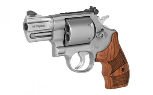 Smith & Wesson Model 629, Performance Center, Double Action, Metal Frame Revolver, N-Frame, 44 Magnum, 2.63" Barrel, Stainless Steel, Matte Finish, Silver, Wood Grips, Adjustable Rear Sight, 6 Rounds, Unfluted Cylinder, Performance Center Tuned Action 170135