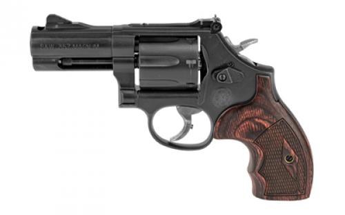 Smith & Wesson Model 586 Performance Center L-Comp, Double Action, Metal Frame Revolver, L-Frame, 357 Magnum, 3 Ported Barrel, Carbon Steel, Black, Altamont Rosewood Checkered Grips, Adjustable Black Board Rear Sight, Tritium Front Night Sight, Performance Center Tuned Action, 7 Rounds 170170