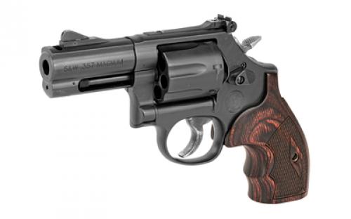 Smith & Wesson Model 586 Performance Center L-Comp, Double Action, Metal Frame Revolver, L-Frame, 357 Magnum, 3" Ported Barrel, Carbon Steel, Black, Altamont Rosewood Checkered Grips, Adjustable Black Board Rear Sight, Tritium Front Night Sight, Performance Center Tuned Action, 7 Rounds 170170