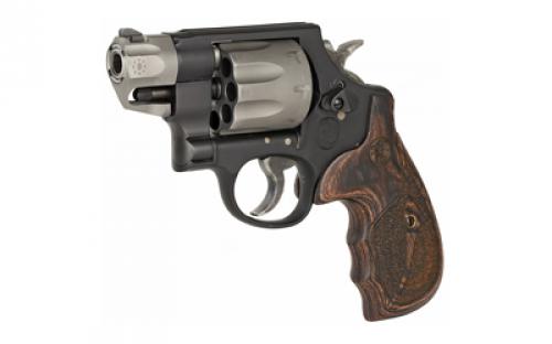 Smith & Wesson Model 327, Performance Center, Double Action, Metal Frame Revolver, N-Frame, 357 Magnum, 2" Barrel, Scandium, Matte Finish, Black, Wood Grips, Integral U-Notch Rear Sight, Orange Ramp Front Sight, 8 Rounds, Performance Center Tuned Action 170245