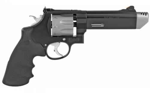 Smith & Wesson Model 627, Performance Center, Double Action, Metal Frame Revolver, N-Frame, 357 Magnum, 5" Barrel, Muzzle Compensator, Stainless Steel, Two-Tone Finish, Rubber Grips, Adjustable Sights, 8 Rounds, Performance Center Tuned Action 170296