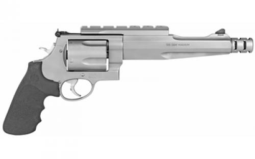 Smith & Wesson Model 500, Comped Hunter, Performance Center, Double Action, Metal Frame Revolver, X-Frame, 500 S&W, 7.5" Barrel, Muzzle Brake, Stainless Steel, Matte Finish, Silver, Rubber Grips, Adjustable Sights, 5 Rounds, Performance Center Tuned Action 170299