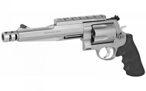 Smith & Wesson Model 500, Comped Hunter, Performance Center, Double Action, Metal Frame Revolver, X-Frame, 500 S&W, 7.5" Barrel, Muzzle Brake, Stainless Steel, Matte Finish, Silver, Rubber Grips, Adjustable Sights, 5 Rounds, Performance Center Tuned Action 170299