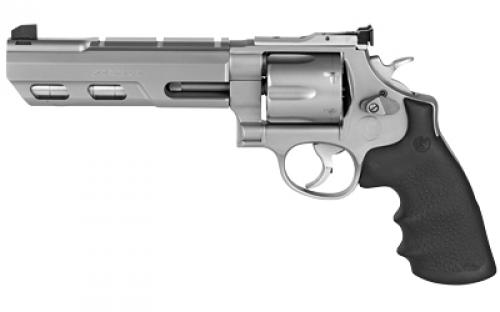 Smith & Wesson Model 629, Performance Center, Double Action, Metal Frame Revolver, N-Frame, 44 Magnum,  6 Weighted Barrel, Stainless Steel, Matte Finish, Silver, Hogue Grips, Adjustable Sights, 6 Rounds, Performance Center Tuned Action 170320