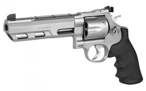 Smith & Wesson Model 629, Performance Center, Double Action, Metal Frame Revolver, N-Frame, 44 Magnum,  6" Weighted Barrel, Stainless Steel, Matte Finish, Silver, Hogue Grips, Adjustable Sights, 6 Rounds, Performance Center Tuned Action 170320