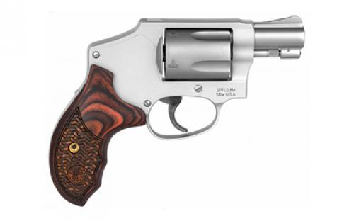 Smith & Wesson Model 642, Performance Center, Double Action Only, Metal Frame Revolver, J-Frame, 38 Special+P, 1.88" Barrel, Alluminum Alloy, Matte Finish, Silver, Wood Grips, Fixed Sights, 5 Rounds 170348