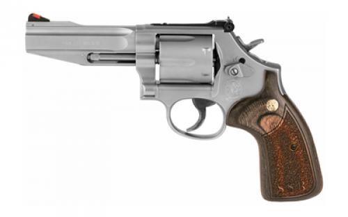 Smith & Wesson Model 686, Pro Series, Double Action, Metal Frame Revolver, L-Frame, 357 Magnum, 4 Barrel, Stainless Steel, Matte Finish, Silver, Wood Grips, Adjustable Rear Sight, 6 Rounds 178012