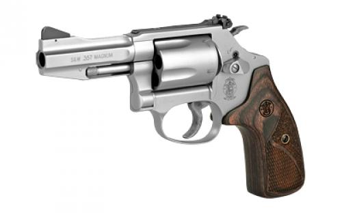 Smith & Wesson Model 60, Pro Series, Double Action, Metal Frame Revolver, J-Frame, 357 Magnum, 3" Barrel, Stainless Steel, Matte Finish, Silver, Wood Grips, Adjustable Rear Sight, Front Night Sight, 5 Rounds 178013