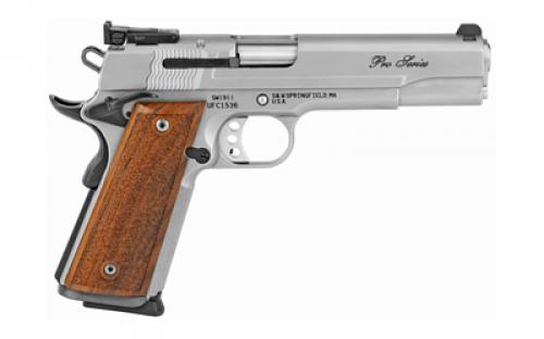 Smith & Wesson 1911, Performance Center, Pro Series, Single Action Only, Metal Frame Pistol, Full Size, 9MM, 5" Barrel, Stainless Steel, Satin Finish, Silver, Wood Grips, Adjustable Sights, 10 Rounds, 2 Magazines 178047