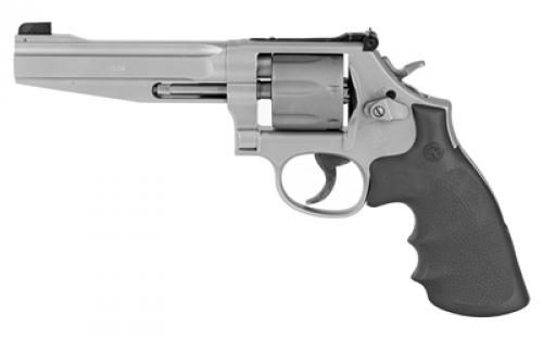Smith & Wesson Model 986, Performance Center, Double Action, Medium Frame Revolver, 9MM, 5 Barrel, Stainless Steel, Titanium Cylinder, Matte Finish, Silver, Rubber Grips, Adjustable Sights, 7 Rounds, Fired Case 178055