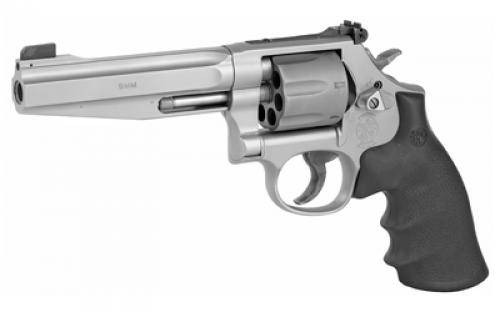 Smith & Wesson Model 986, Performance Center, Double Action, Medium Frame Revolver, 9MM, 5" Barrel, Stainless Steel, Titanium Cylinder, Matte Finish, Silver, Rubber Grips, Adjustable Sights, 7 Rounds, Fired Case 178055