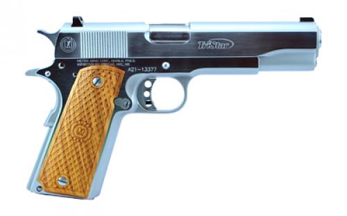 American Classic Government 1911, Single Action Only, Semi-automatic, Metal Frame Pistol, Full Size, 45 ACP, 5" Barrel, Steel, Chrome Finish, Silver, Manual Thumb Safety, Fixed Sights, 8 Rounds, 1 Magazine 85602