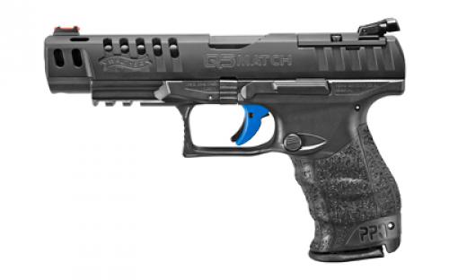 Walther PPQ Q5 Match, Striker Fired, Semi-automatic, Polymer Frame Pistol, Full Size, 9MM, 5 Barrel, Black, Fiber Optic Front and Adjustable Rear Sight, 15 Rounds, 3 Magazines, Optics Ready (Mounting Plate Not Included) 2846926