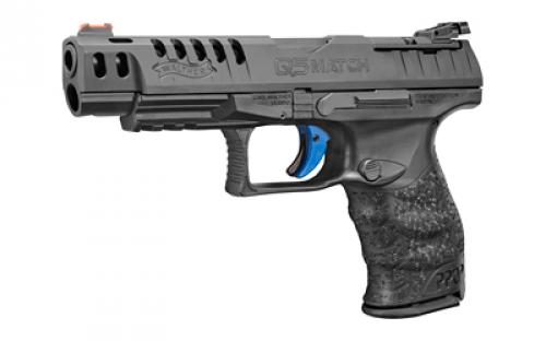 Walther PPQ Q5 Match, Striker Fired, Semi-automatic, Polymer Frame Pistol, Full Size, 9MM, 5" Barrel, Black, Fiber Optic Front and Adjustable Rear Sight, 15 Rounds, 3 Magazines, Optics Ready (Mounting Plate Not Included) 2846926