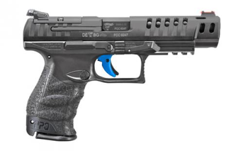 Walther PPQ Q5 Match, Striker Fired, Semi-automatic, Polymer Frame Pistol, Full Size, 9MM, 5" Barrel, Black, Fiber Optic Front and Adjustable Rear Sight, 10 Rounds, 3 Magazines, Optics Ready (Mounting Plate Not Included) 2849640