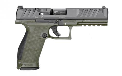 Walther PDP, Striker Fired, Semi-automatic, Polymer Frame Pistol, Full Size, 9MM, 5" Barrel, Black Slide/Green Frame, Adjustable Rear Sight, Optics Ready, 18 Rounds 2858398