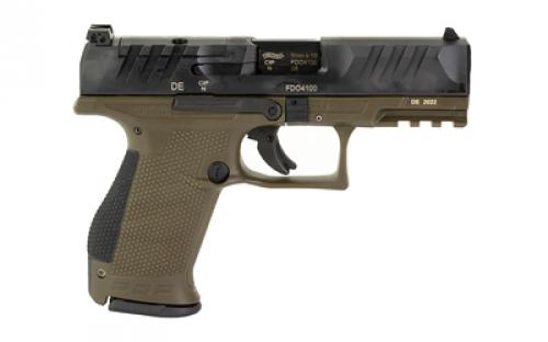 Walther PDP, Striker Fired, Semi-automatic, Polymer Frame Pistol, Compact, 9MM, 4" Barrel, Black Slide/Green Frame, Adjustable Rear Sight, Optics Ready, 15 Rounds 2858428
