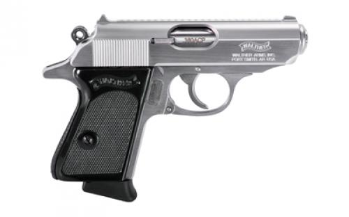 Walther PPK, Semi-automatic, Metal Frame Pistol, 380ACP, 3.3" Barrel, Steel, Stainless, Fixed Sights, 6 Rounds, 2 Magazines 4796001