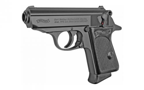 Walther PPK, Semi-automatic, Metal Frame Pistol, 380ACP, 3.3" Barrel, Steel, Black, Fixed Sights, 6 Rounds, 2 Magazines 4796002