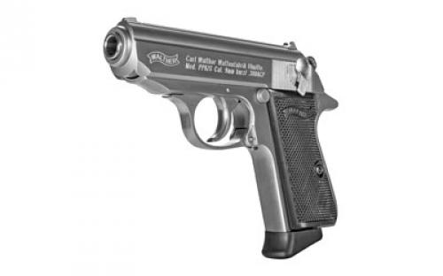 Walther PPK/S, Semi-automatic, Metal Frame Pistol, Compact, 380ACP, 3.3" Barrel, Steel, Stainless, Fixed Sights, 7 Rounds, 2 Magazines 4796004
