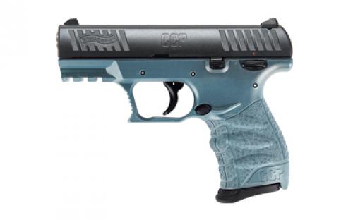 Walther CCP M2+, Striker Fired, Semi-automatic, Polymer Frame Pistol, Compact, 9MM, 3.54, Titanium Blue and Black, Manual Safety, 3 Dot Sights, 8 Rounds, 2 Magazines 5083514