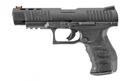 Walther PPQ M2, Striker Fired, Semi-automatic, Polymer Frame Pistol, Full Size, 22LR, 5 Threaded Barrel, Black, Fiber Optic Front Sight, 12 Rounds, 2 Magazines 5100302